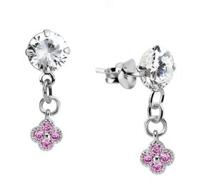 Sterling Silver 925 - Stud Earrings - Crystal and Dangle...