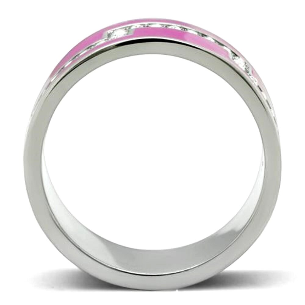 Edelstahl - Finger Ring - mit Pink Kristall