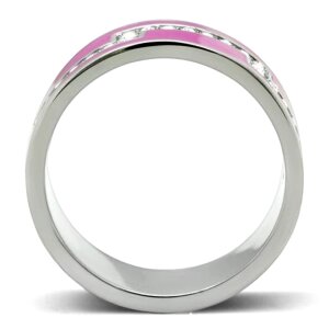 Steel - Finger Ring - Pink with Crystal