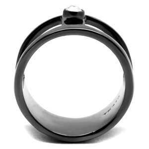 Edelstahl - Finger Ring - Anthrazit mit Single Kristall