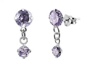 Sterling Silver 925 - Stud Earrings - Crystal and Round...