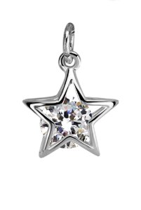 Sterling Silver 925 - Stud Earrings - Crystal and Star...