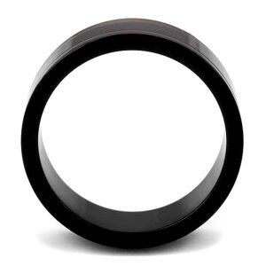 Edelstahl - Finger Ring - Schwarz mit roten Streifen