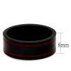 Edelstahl - Finger Ring - Schwarz mit roten Streifen