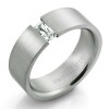 Steel - Finger Ring - Matte polished rectangular Crystal 50