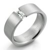 Edelstahl - Finger Ring - Matt mit Kristall Steg 50