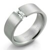 Edelstahl - Finger Ring - Matt mit Kristall Steg 53