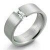 Steel - Finger Ring - Matte polished rectangular Crystal 56