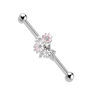 Stahl - Industrial Barbell - Blumen mit Kristall