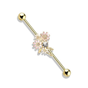 Stahl - Industrial Barbell - Blumen mit Kristall