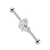 Steel - Industrial barbell - flowers with crystal