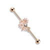 Steel - Industrial barbell - flowers with crystal
