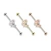 Steel - Industrial barbell - flowers with crystal