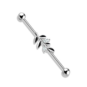 Steel - Industrial barbell - branch with crystals