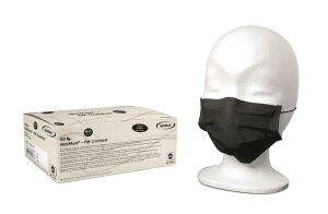 Mundschutz mit Gummiband - MaiMed - schwarz 50er Pack