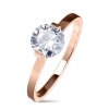 Edelstahl - Finger Ring - exponierte Kristall Krone Rosegold 56