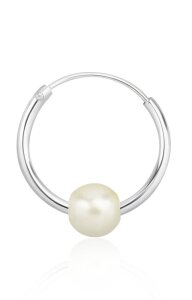 Sterling Silver 925 - Hoops - Round with pearl