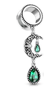 Steel - tunnel - moon - emerald stone - hanging element