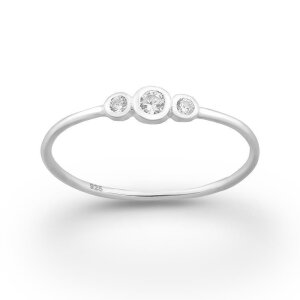 Sterling Silver 925 - Finger Ring - Kristall Trio