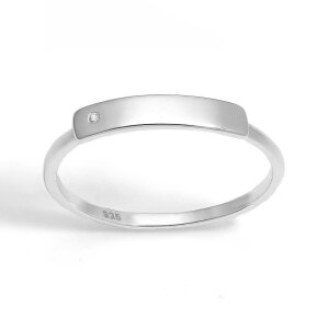 Sterling Silver 925 - Finger Ring - Zierplatte mit Kristall