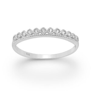 Sterling Silver 925 - Finger Ring - Kristall Diadem verziert