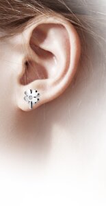 Steel - Ear stud -  Shamrock with Crystal