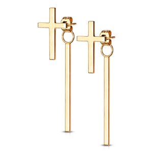 Acier - Clous doreilles - Croix avec tige Dangle or rose