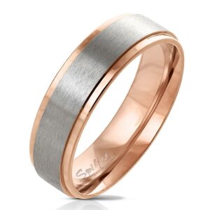 Steel - Finger Ring - Stepped Edge with Brushed Steel Center