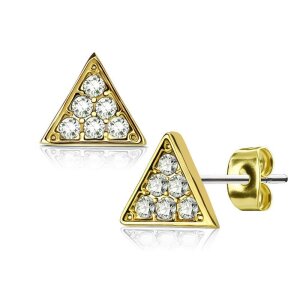 Steel - Ear stud -  Crystal Triangle Design