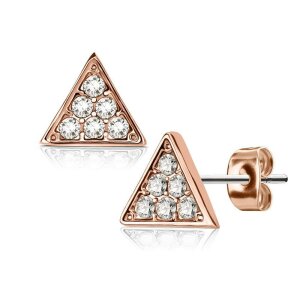 Steel - Ear stud -  Crystal Triangle Design  Rosegold