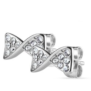 Steel - Ear stud -  Crystal Ribbon Design