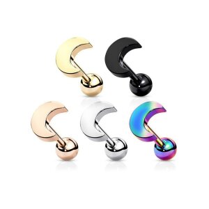 Stahl - Ohrstecker - Mond - Tragus Rosegold