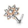 Stahl - Nasenstecker - Blume - Kristalle Rosegold