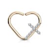 Bendable earring - Daith Piercing - Heart - Cross - Crystals - CC left Roségold