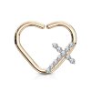 Ohrring biegbar - Daith Piercing - Herz - Kreuz - Kristalle - CC links Roségold