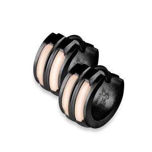Stahl - Creolen - Muscheloptik 2 Streifen Schwarz