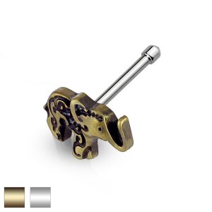 Stahl - Nasenstecker - Elefant gold