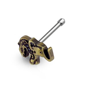 Stahl - Nasenstecker - Elefant gold