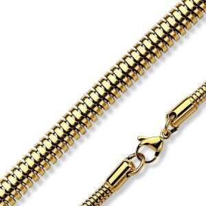 Stainless Steel - Chain Necklace - Round Snake Gold