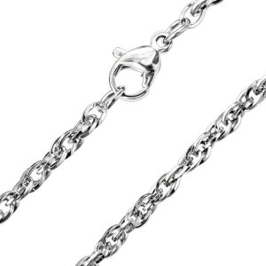 Stainless Steel - Chain Necklace - Double Round Chain Silver