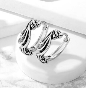 Steel - Creolen - Antique Silver Plated Waves