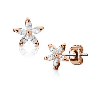 Stahl - Ohrstecker - Kristallblume Rosegold