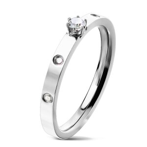 Edelstahl - Finger Ring - Kristall Krone 53