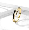 Gold Steel - Finger Ring - Römische Ziffern mit schwarzen Streifen und Kristallen 62