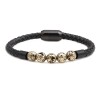 Leder - Armband - Flechtmuster mit Kugeln in Lavaoptik Gold