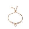 Stainless steel bracelet - crystal heart dangle design - decorated Rosegold