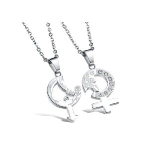 Stainless steel - necklace - Couple Set of gender symbols...