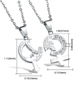 Stainless steel - necklace - Couple Set of gender symbols...