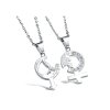 Edelstahl - Halskette - Pärchen Set Gender-Symbole mit Rosendekor und Kristallen