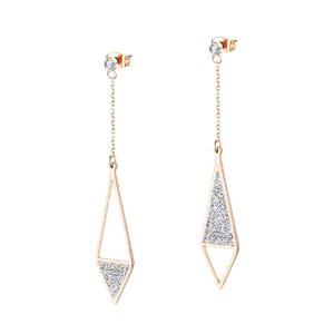 Rosegold Steel - Ohrstecker - Drachenviereck  mit Glitzer Kristallen